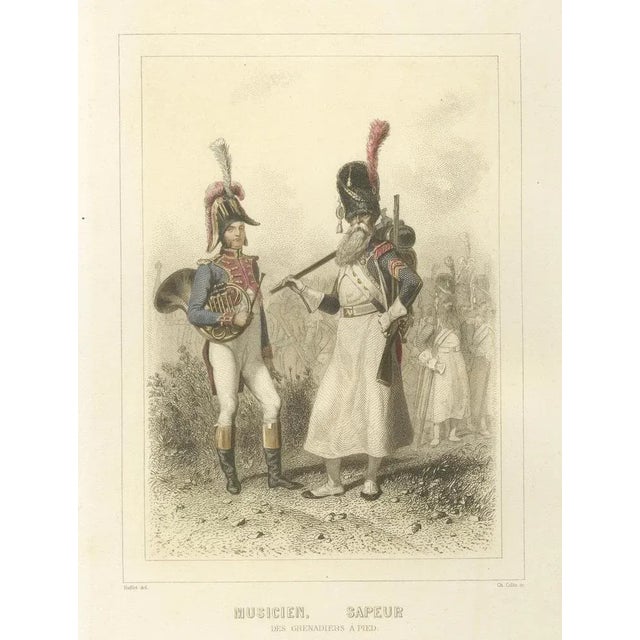 After Raffet, Napoleonic Military Musicians, Sapper, Horn Player, and Drum Major, 1859, Print For Sale - Image 4 of 10