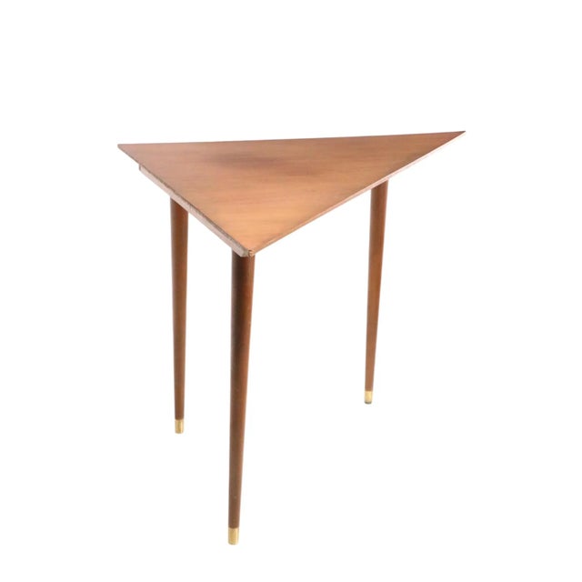 Harvey Probber Mid 20th Century Triangle Corner Table After Probber For Sale - Image 4 of 18