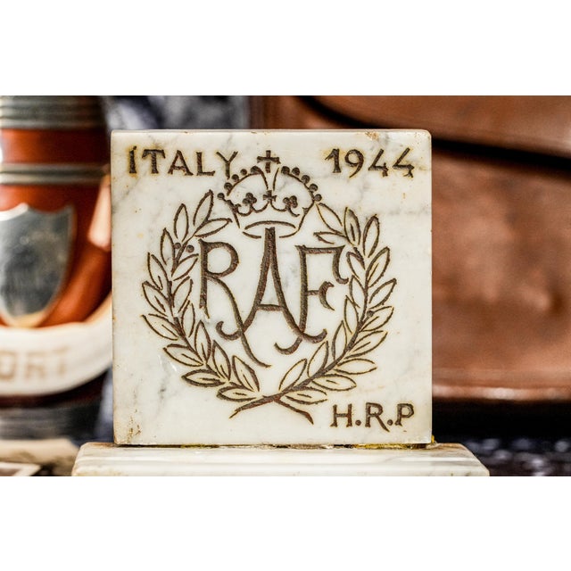 Traditional Fascinating Royal Air Force Raf World War II Antique Marble Desk Pen Stand For Sale - Image 3 of 11