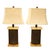 Mid-Century Modern Vintange Pair of Fluted Column Table Lamps With Amber Resin & Brass For Sale - Image 3 of 5
