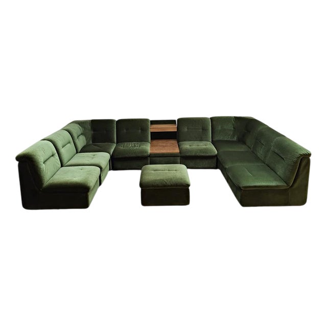 Vintage Modular Sofa in Velvet, 1970s For Sale