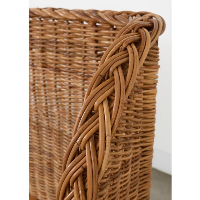 Pair of Organic Modern Woven Rattan Wicker Wingback Headboards For Sale - Image 12 of 17