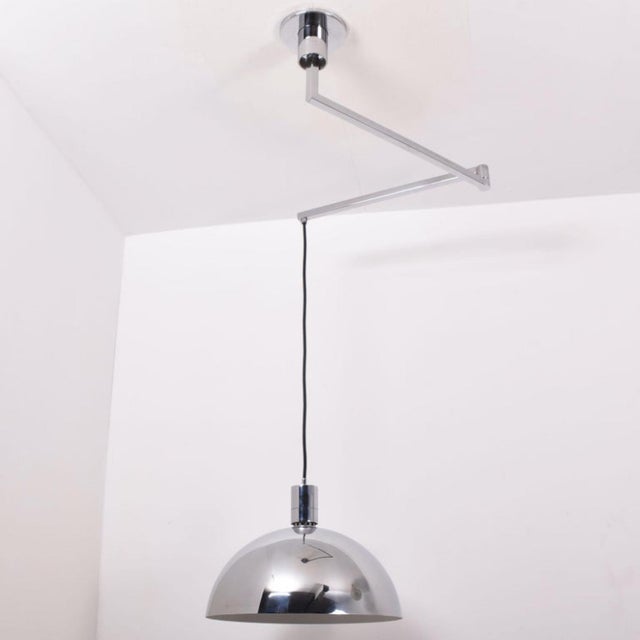 1970s Ceiling Lamp with Chromed Swing Arm by Franco Albini for Sirrah Am/As, 1970s For Sale - Image 5 of 10