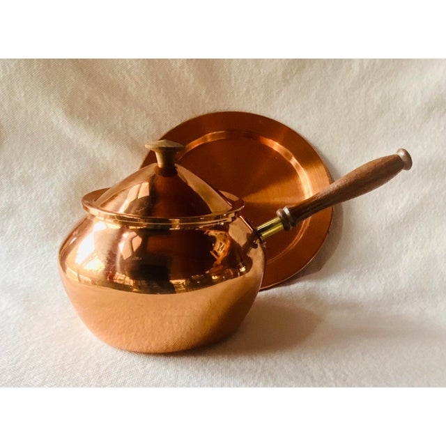 Vintage Copper Pot With Wood Handle, Domed Lid & Copper Trivet — Complete 3-Piece Set For Sale - Image 16 of 18