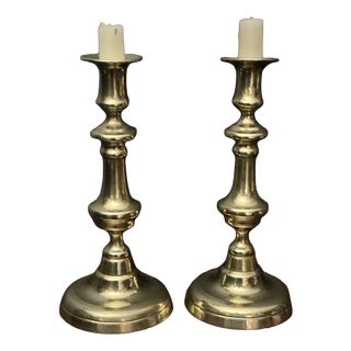 Antique Brass Candlesticks, 1825, Set of 2 For Sale