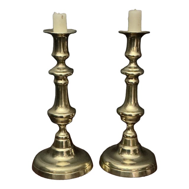 Antique Brass Candlesticks, 1825, Set of 2 For Sale