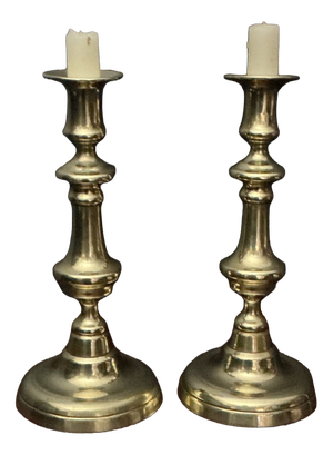 Antique Brass Candlesticks, 1825, Set of 2