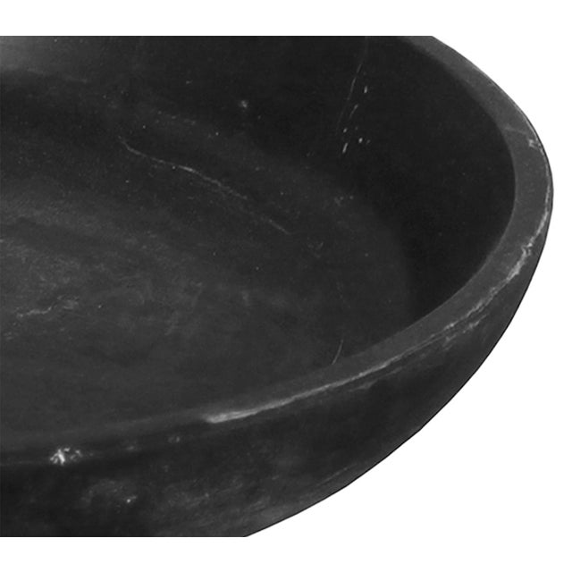 Large round solid black marble plate or bowl with beautiful smooth natural finish. Each will have variations in natural...