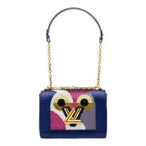 Louis Vuitton Twist MM Navy Leather & Sequin Night Bird Ladies Handbag W/Box