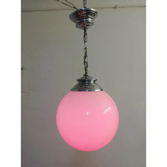 Ceiling Lamp with White Opal Glass Lampshade, 1970s, in Very Good conditions. Designed 1970 to 1979 European Plug (up to...