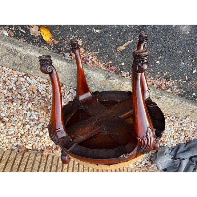 French Provincial 19th Century Antique Mahogany Carved Swivel Armchair For Sale - Image 3 of 18