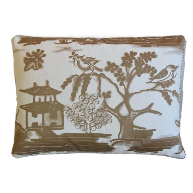 Custom-tailored designer pillow by Mike Seratt of The Prized Pig in designer Rubelli Fabrics cotton and linen fabric...