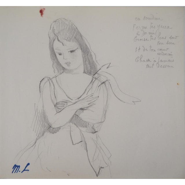 Marie Laurencin, Melancholy, Original Pencil Drawing For Sale - Image 6 of 6