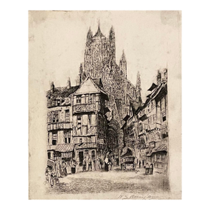 Antique William Edinlaw Rouen Cathedral Etching