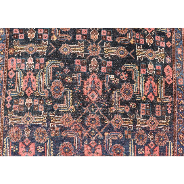 Tribal Antique Persian Bidjar Rug With Intricate Tribal Motifs and Rich Blue 4'4 X 7'2 For Sale - Image 3 of 12
