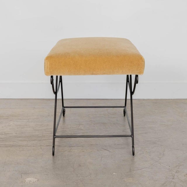 Not Yet Made - Made To Order Panoplie Iron Loop Bench, Camel Mohair For Sale - Image 5 of 12