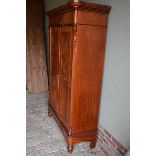 Wood Antique Biedermeier Mahogany Girls Cupboard For Sale - Image 7 of 10