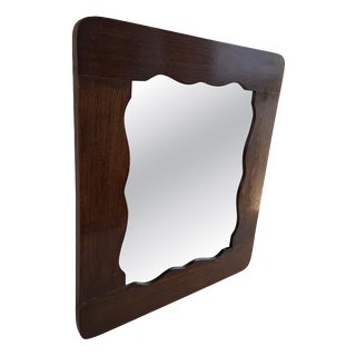 Mid-Century Czechoslovak Wavy Wooden Frame Wall Mirror, 1940s For Sale