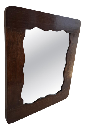 Mid-Century Czechoslovak Wavy Wooden Frame Wall Mirror, 1940s