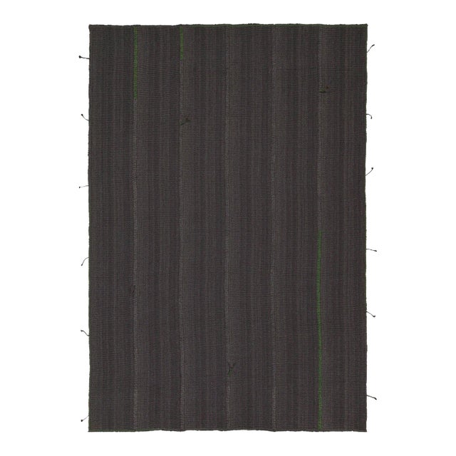 2010s Rug & Kilim’s Contemporary Kilim Rug in Slate Gray With Purple & Brown Accents For Sale