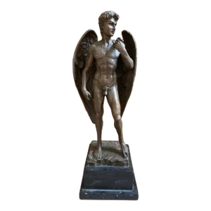 Early 20th Century Winged David Bronze Sculpture