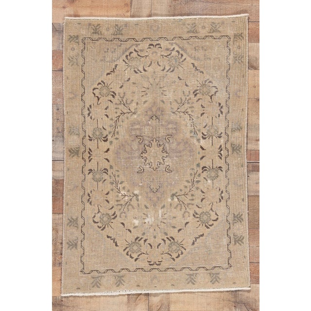 Distressed Vintage Neutral Persian Rug - 02'11 X 04'04 For Sale - Image 9 of 10