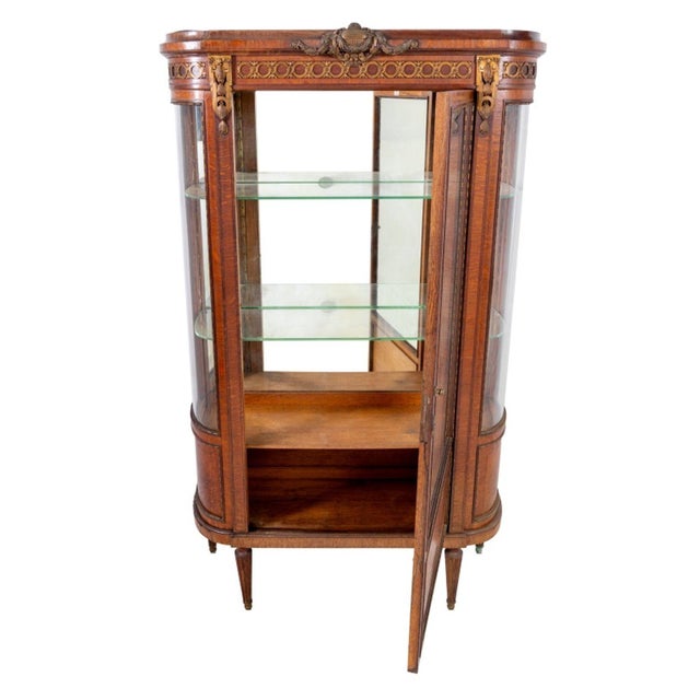 French Louis XVI Style Gilt Metal Mounted Oak Vitrine For Sale - Image 3 of 7