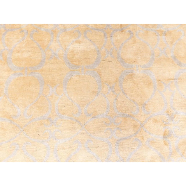 Contemporary Silk Rug by Doris Leslie Blau Size: 14'0" × 13'3" (426 × 403 cm) Age: New Color: Blue, Yellow Construction:...