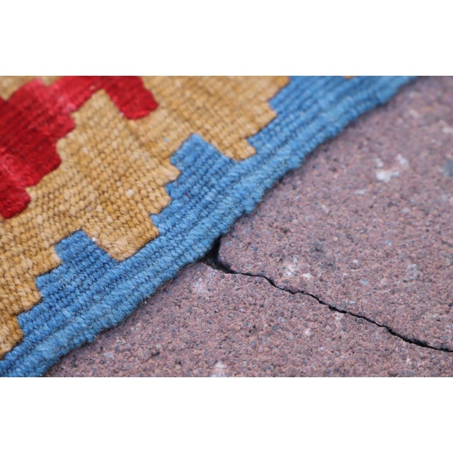 1980s Southwestern Blue Handmade Kilim For Sale In Sacramento - Image 6 of 11