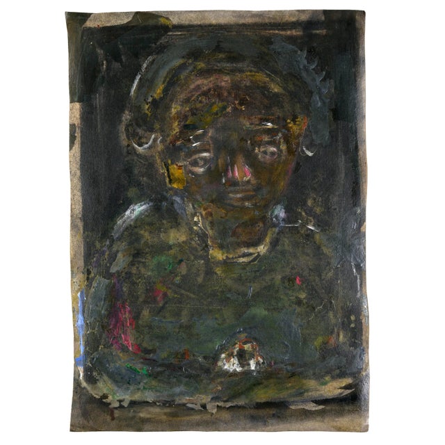 Untitled Abstracted Portrait by David Fludd (American b. 1965). This moody and dynamic portrait is an excellent example of...