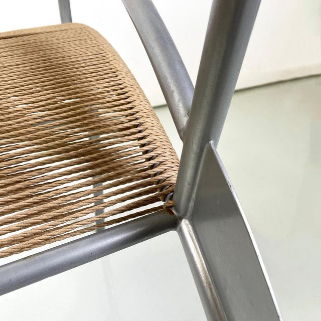Italian Modern Juliette Chair in Rope and Gray Steel attributed to Massimo Iosa-Ghini, 1990s For Sale - Image 12 of 15