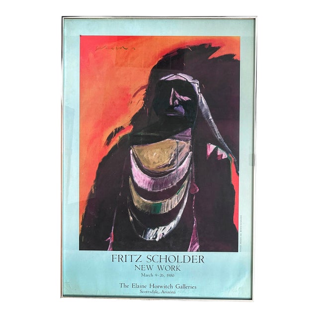 1980s Original Fritz Scholder “Sunset Indian” Gallery Show Poster For Sale