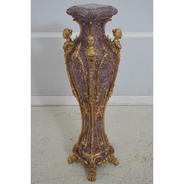 Pair of Louis XVI Style Gilt Bronze Mounted Josephine Marble Pedestals For Sale - Image 13 of 13