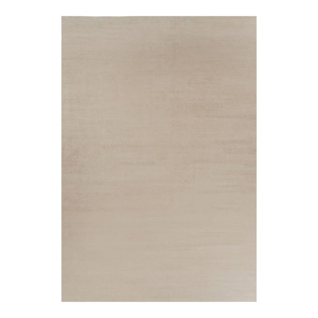 Rug & Kilim’s Oversized Modern Textural Rug in Beige and Cream Striae - 13x19 For Sale