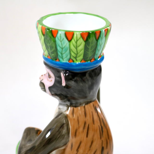 Lynn Chase Porcelain Monkey Business Candle Holder For Sale - Image 9 of 11