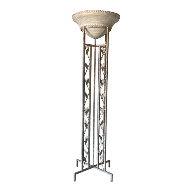 1980's Postmodern - Style Sculptural Metal and Plaster Torchiere Floor Lamp/ Sold For Sale