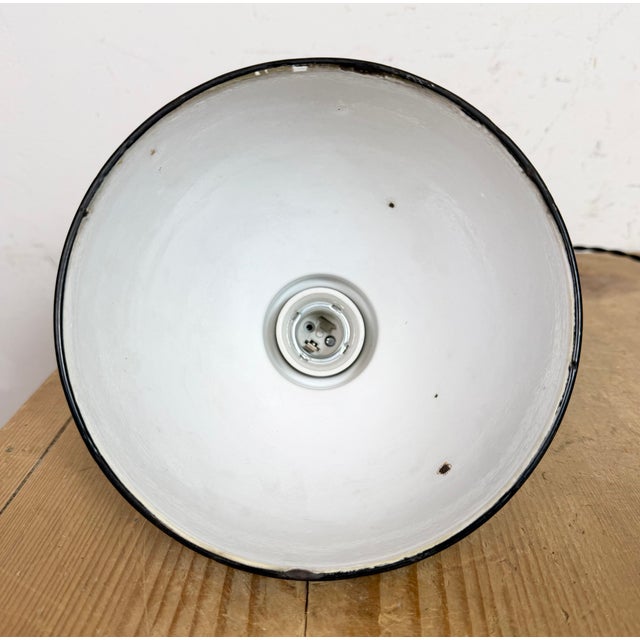 Small Industrial Black Enamel Pendant Lamp, 1950s For Sale - Image 13 of 14