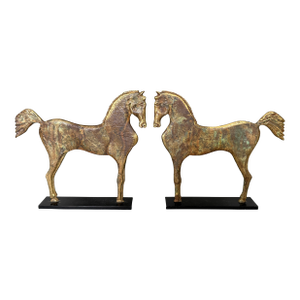 Vintage Heavy Bronze Standing Horse Equestrian Sculpture Book Ends Argentina