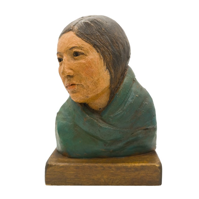 Bust of a Native American Woman With Shawl * Robert Lohman, c. 1995 In Bust of a Native American Woman With Shawl, Robert...