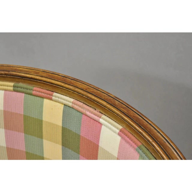 Wood Vintage French Country Louis XV Style Plaid Arm Chair by Simon Loscertales Bona For Sale - Image 7 of 12