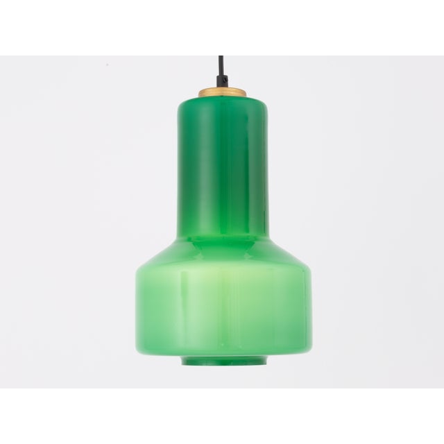 1960s Mid Century Modern Teal Green Murano Glass Pendant Light For Sale - Image 6 of 9
