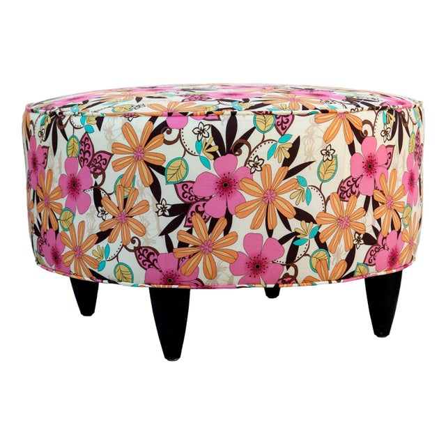 Late 20th Century Late 20th Century Large Floral Foot Stool For Sale - Image 5 of 10
