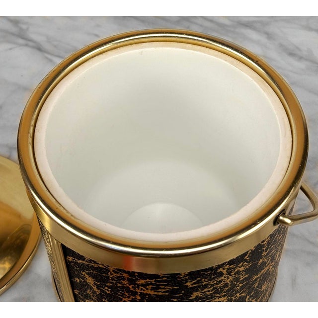 Black Mid-Century Hollywood Regency Italian Gold & Black Ice Bucket For Sale - Image 8 of 10