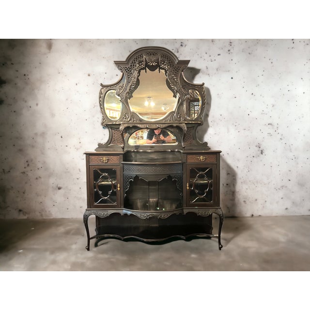 Antique English Victorian Style Ebonized Mahogany Etagere Display