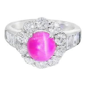 Cats-Eye Tourmaline Diamond Halo Platinum Ring Size 6.25