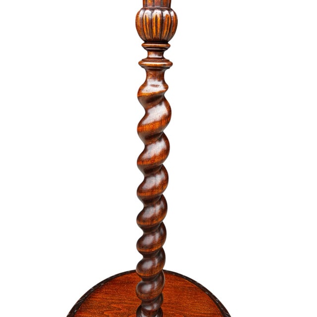 1920s 1920 French Solid Walnut Barley Twist Floor Table Lamp - Pristine Condition For Sale - Image 5 of 10