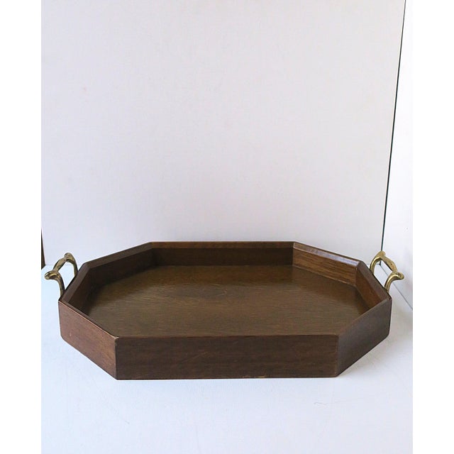 Wood and Brass Serving Tray For Sale - Image 4 of 12
