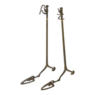 Circa 1920 Solid Brass Equestrian Riding Boot Trees -- a Pair For Sale