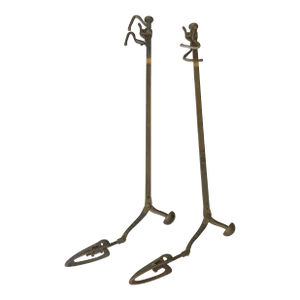 Circa 1920 Solid Brass Equestrian Riding Boot Trees -- a Pair
