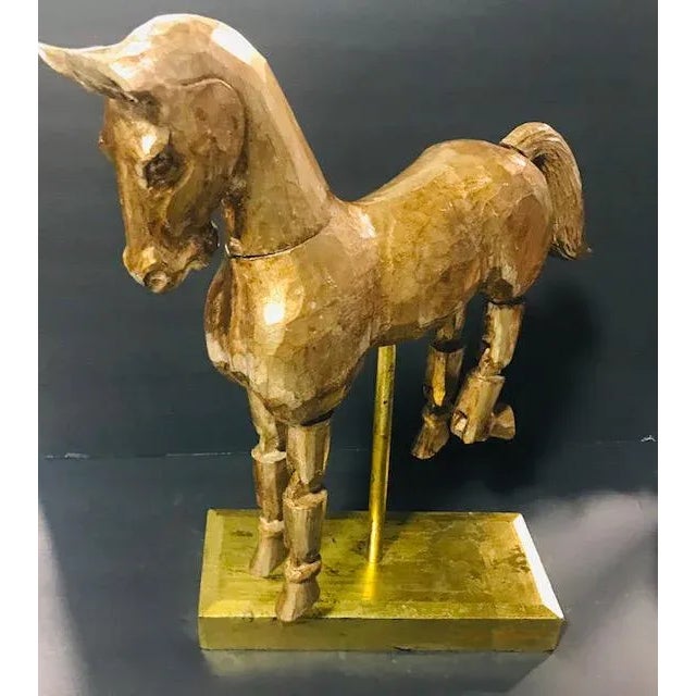 Mid-Century Modern Vintage Reticulated Golden Wooden Horse For Sale - Image 3 of 13